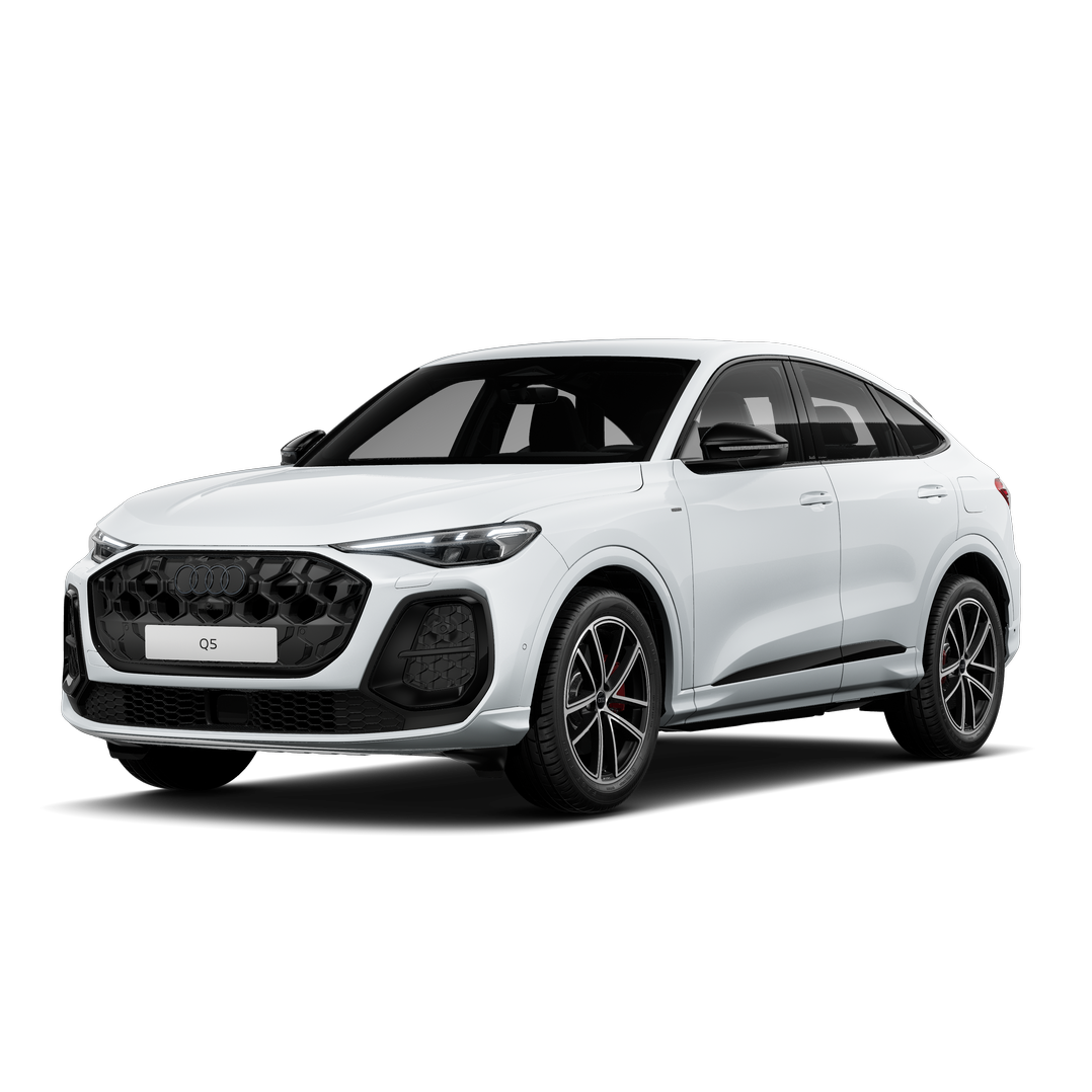 Audi Q5 Sportback e-hybrid na tmavom pozadí.