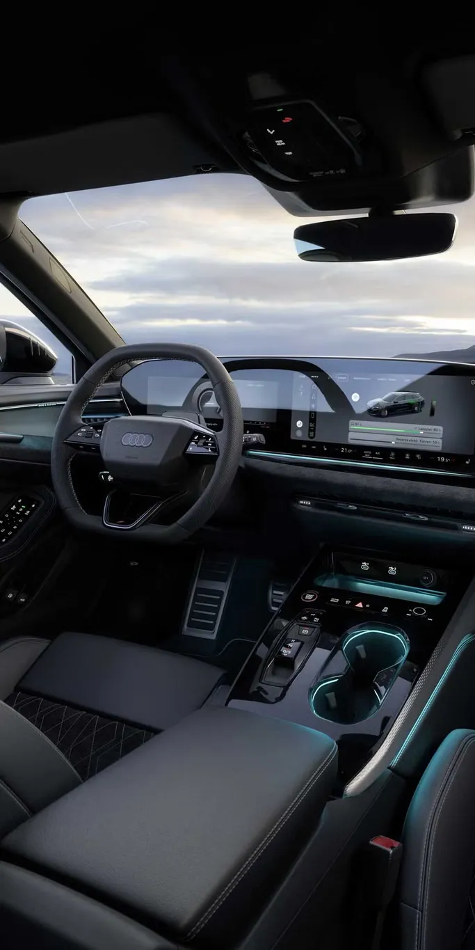 Blick von der Rückbank auf das Cockpit des A5 Avant e-hybrid.