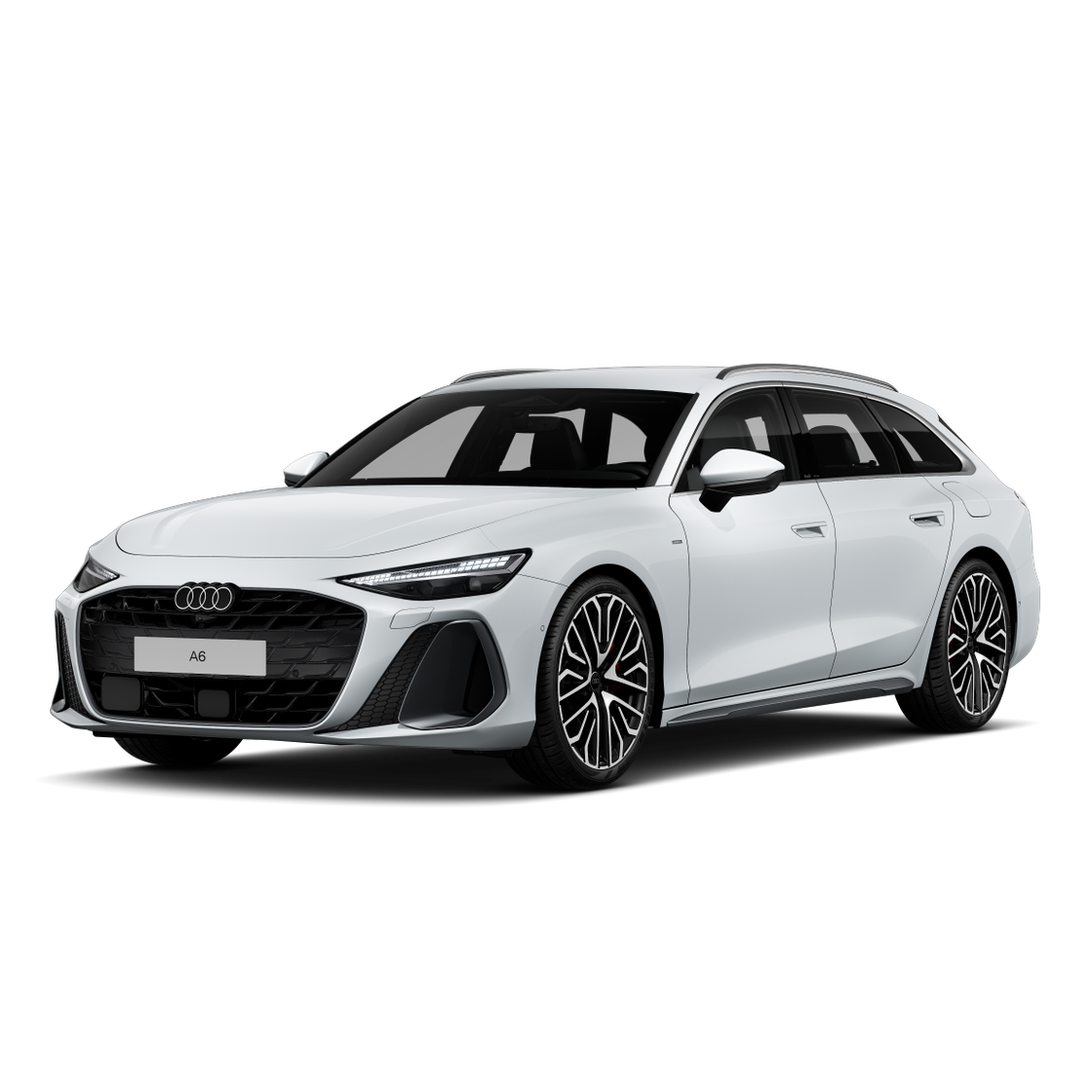 Biele Audi A6 z bočného predného pohľadu