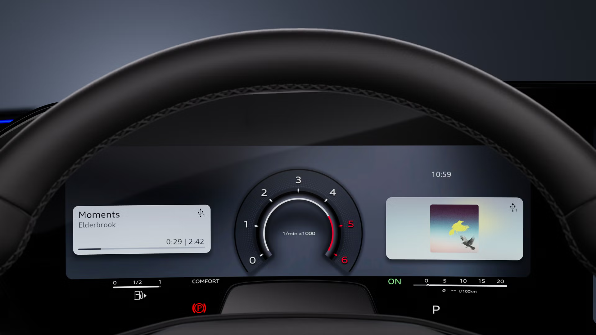 Detailný záber na Audi virtual cockpit plus v modeli Audi A6 allroad.